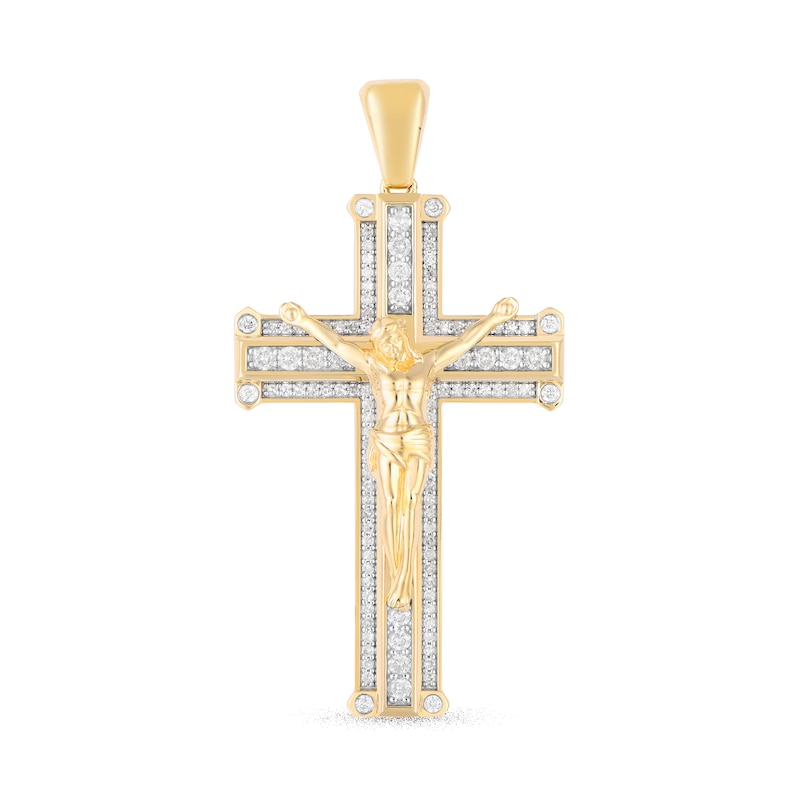 Main Image 1 of 1 CT. T.W. Diamond Crucifix Necklace Charm in 10K Gold