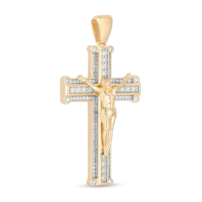 Main Image 2 of 1 CT. T.W. Diamond Crucifix Necklace Charm in 10K Gold
