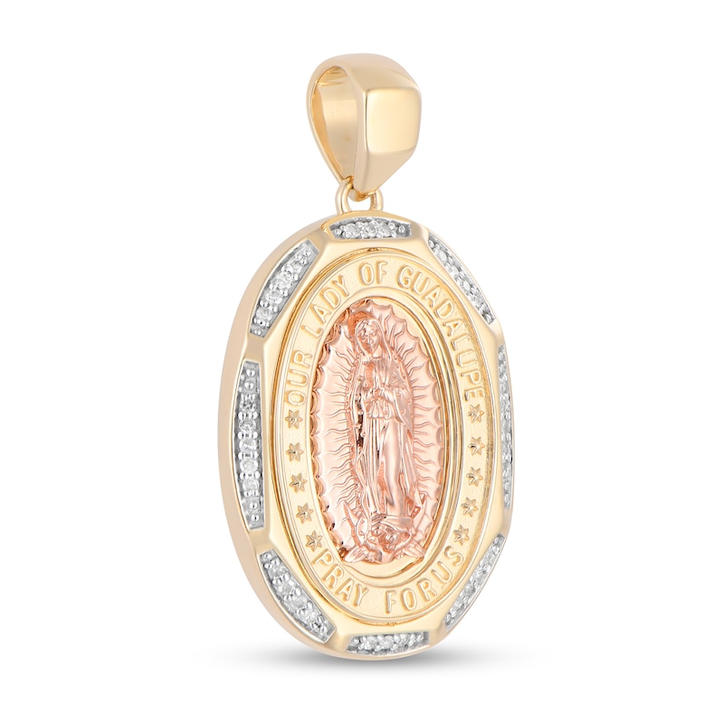 Main Image 2 of 1/8 CT. T.W. Diamond Our Lady of Guadalupe Oval Frame Necklace Charm in 10K Two-Tone Gold