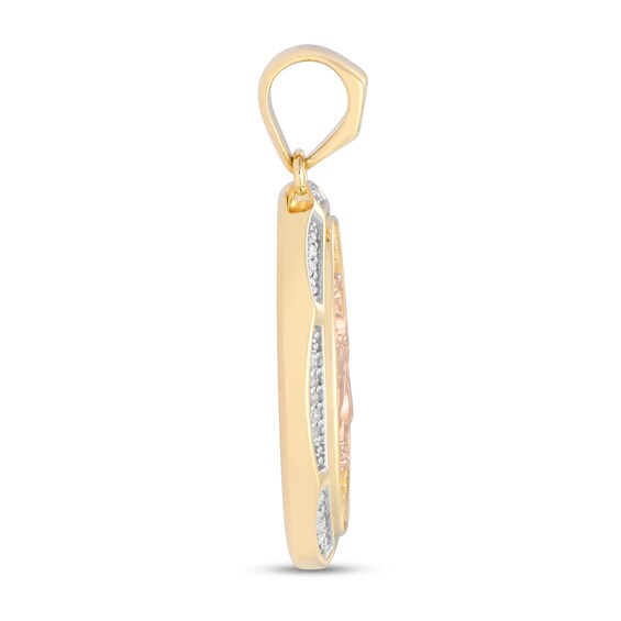1/8 CT. T.w. Diamond Our Lady of Guadalupe Oval Frame Necklace Charm in 10K Two-Tone Gold