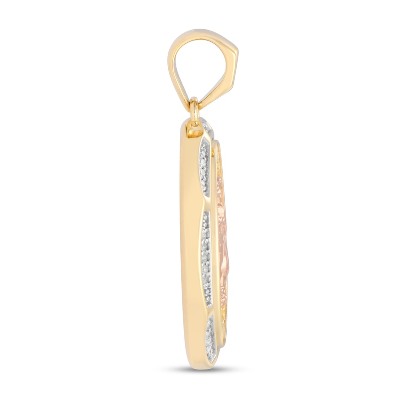 Main Image 3 of 1/8 CT. T.W. Diamond Our Lady of Guadalupe Oval Frame Necklace Charm in 10K Two-Tone Gold