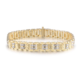 1/2 CT. T.W. Diamond Nugget Alternating Multi-Row Link Bracelet in 10K Gold - 9"