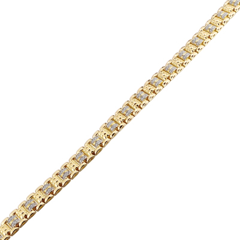 Main Image 2 of 1/2 CT. T.W. Diamond Nugget Alternating Multi-Row Link Bracelet in 10K Gold - 9"