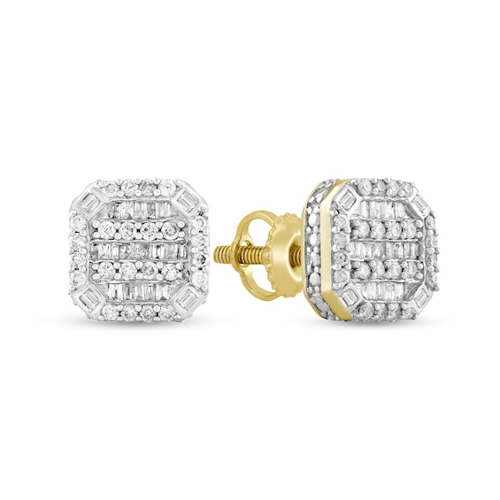1/2 CT. T.w. Multi-Diamond Octagon Frame Stud Earrings in 10K Gold
