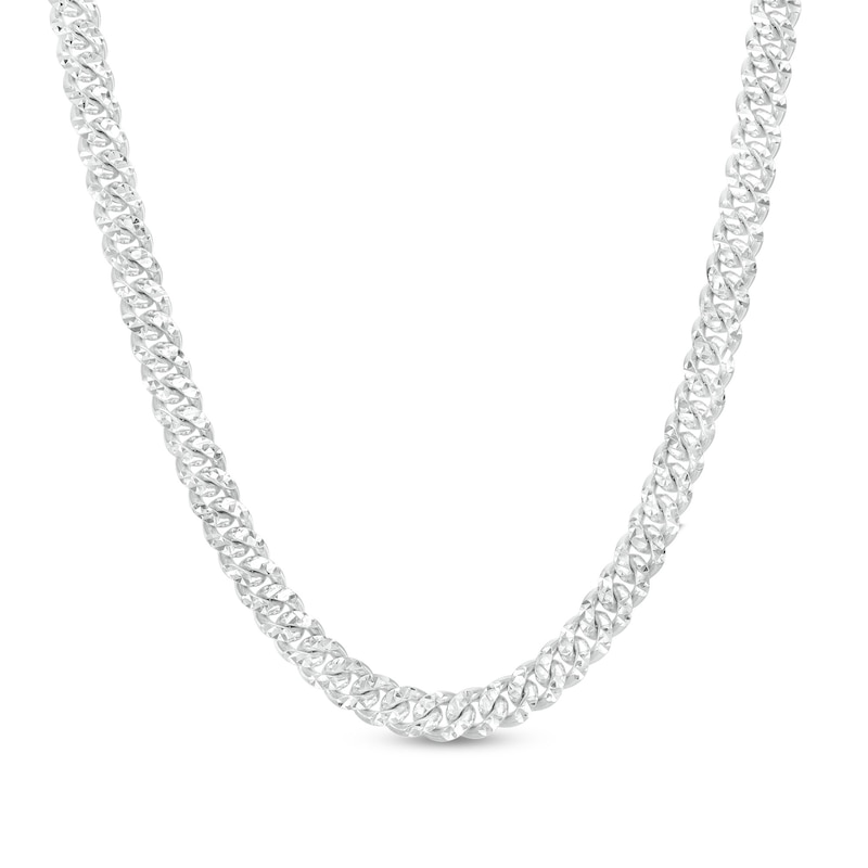 Main Image 1 of 6.0mm Diamond-Cut Cuban Curb Chain Necklace in Solid Sterling Silver - 20"