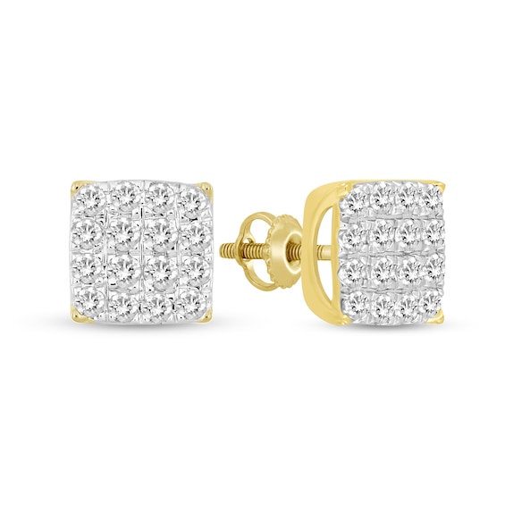1/2 CT. T.w. Square-Shaped Multi-Diamond Stud Earrings in 10K Gold