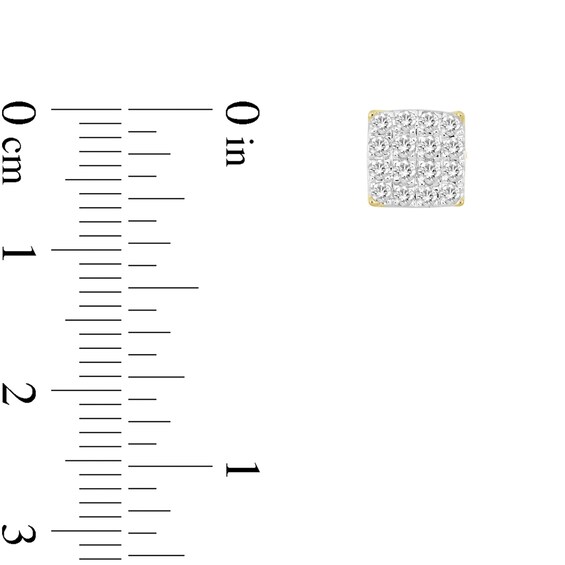 1/2 CT. T.w. Square-Shaped Multi-Diamond Stud Earrings in 10K Gold