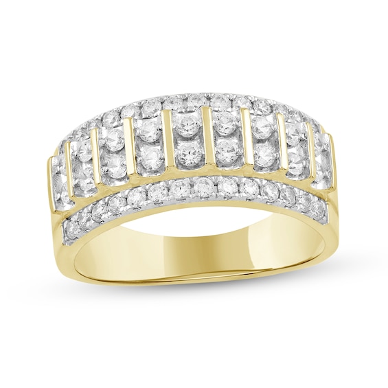 1 CT. T.w. Diamond Multi-Row Column Ring in 10K Gold