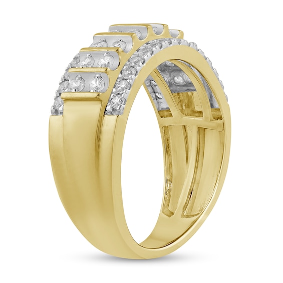 1 CT. T.w. Diamond Multi-Row Column Ring in 10K Gold