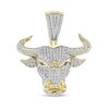 Thumbnail Image 1 of Lab-Created Ruby and 3/4 CT. T.W. Diamond Bull's Head Necklace Charm in 10K Gold