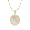 Thumbnail Image 1 of 3/4 CT. T.W. Multi-Diamond Greek Key Triple Frame Pendant in 10K Gold - 22"