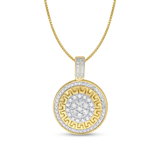 3/4 CT. T.w. Multi-Diamond Greek Key Triple Frame Pendant in 10K Gold - 22"