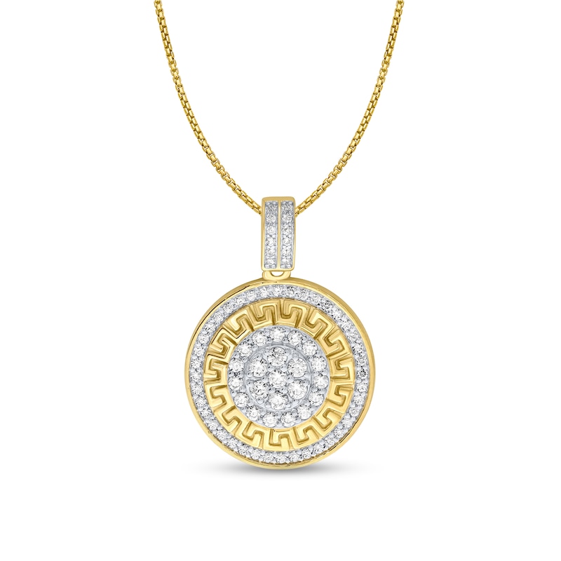 Main Image 1 of 3/4 CT. T.W. Multi-Diamond Greek Key Triple Frame Pendant in 10K Gold - 22"