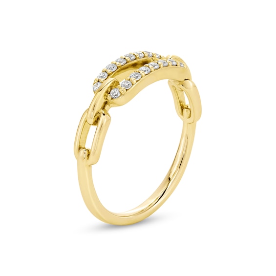 1/6 CT. T.w. Diamond Rectangle Chain Link Ring in 10K Gold