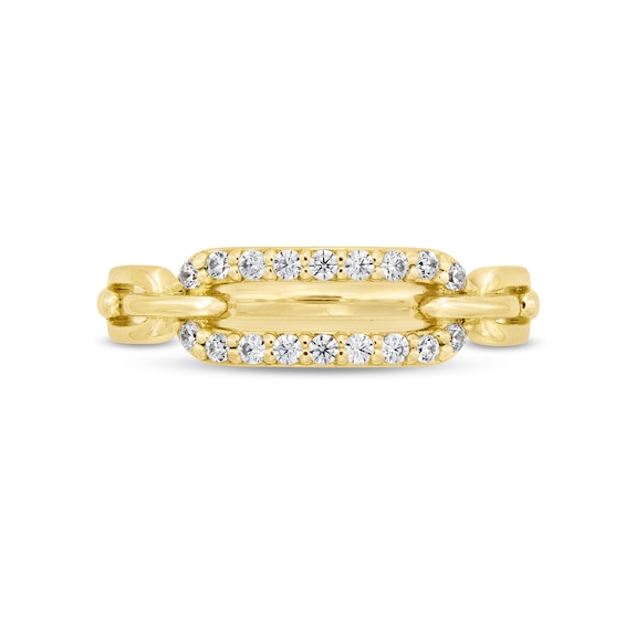 1/6 CT. T.w. Diamond Rectangle Chain Link Ring in 10K Gold