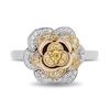 Thumbnail Image 4 of Enchanted Disney Belle Yellow Sapphire and 1/4 CT. T.W. Diamond Rose Ring in Sterling Silver and 10K Gold