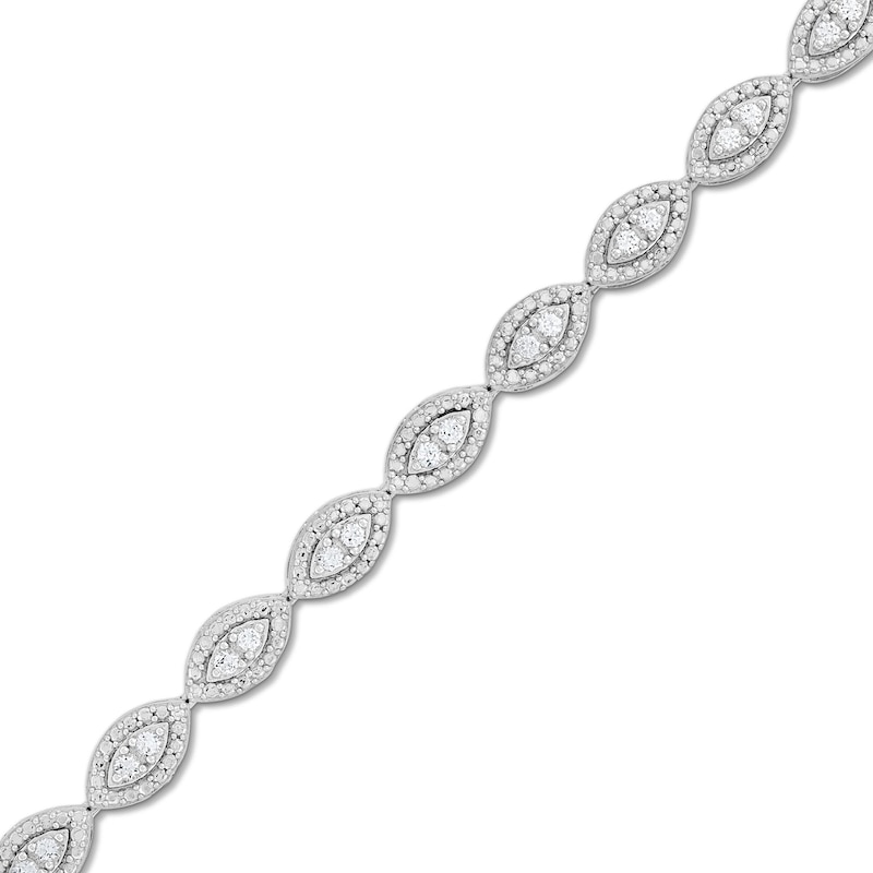 1 CT. T.W. Diamond Marquise Link Bracelet in Sterling Silver - 7.25"