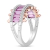 Thumbnail Image 1 of Enchanted Disney Aurora Pink Lab-Created Sapphire and Diamond Multi-Row Crown Ring in Sterling Silver and 10K Rose Gold