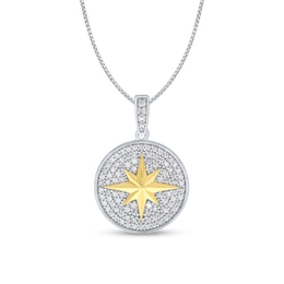 1/2 CT. T.W. Diamond Star Medallion Pendant in 10K Two-Tone Gold - 22"