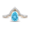 Thumbnail Image 3 of Enchanted Disney Jasmine Pear-Shaped Swiss Blue Topaz and Diamond Contour Crown Ring in Sterling Silver and 10K Gold