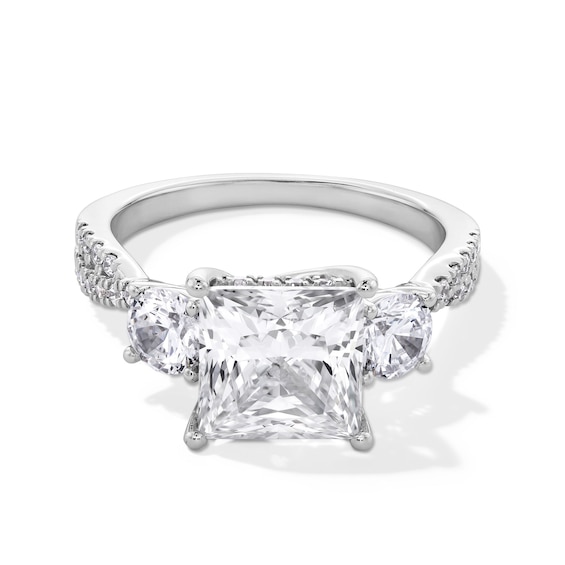 4 CT. T.w. Princess-Cut Certified Lab-Grown Diamond Three Stone Engagement Ring in 14K White Gold (F/Si2)