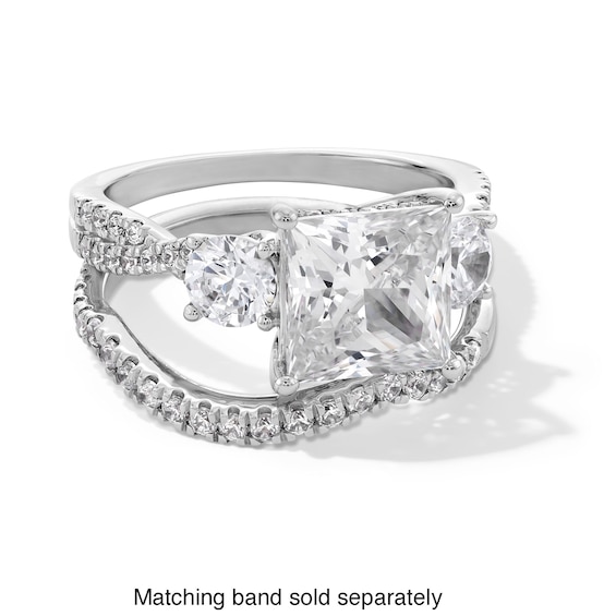 4 CT. T.w. Princess-Cut Certified Lab-Grown Diamond Three Stone Engagement Ring in 14K White Gold (F/Si2)