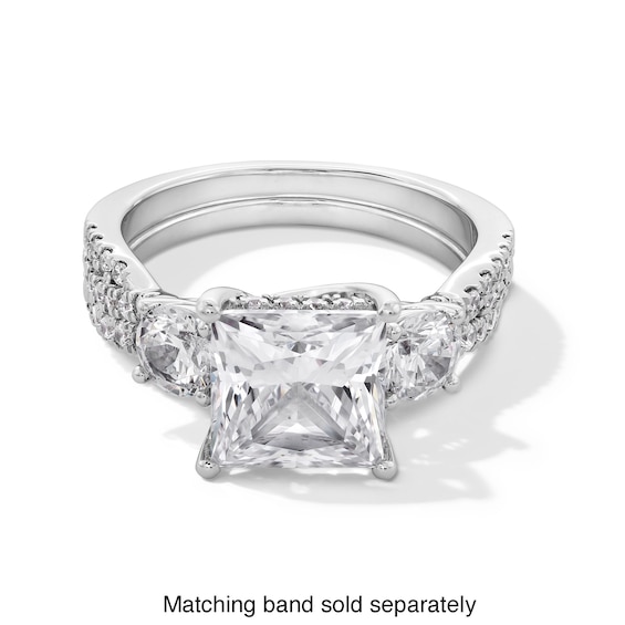 4 CT. T.w. Princess-Cut Certified Lab-Grown Diamond Three Stone Engagement Ring in 14K White Gold (F/Si2)