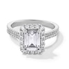 Thumbnail Image 0 of 2-5/8 CT. T.W. Emerald-Cut Certified Lab-Created Diamond Frame Double Row Engagement Ring in 14K White Gold (F/SI2)