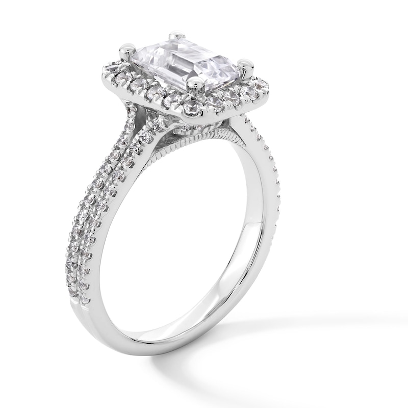 2-5/8 CT. T.W. Emerald-Cut Certified Lab-Created Diamond Frame Double Row Engagement Ring in 14K White Gold (F/SI2)