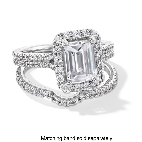 2-5/8 CT. T.w. Emerald-Cut Certified Lab-Grown Diamond Frame Double Row Engagement Ring in 14K White Gold (F/Si2)
