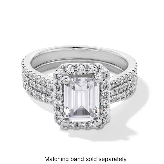 2-5/8 CT. T.w. Emerald-Cut Certified Lab-Grown Diamond Frame Double Row Engagement Ring in 14K White Gold (F/Si2)
