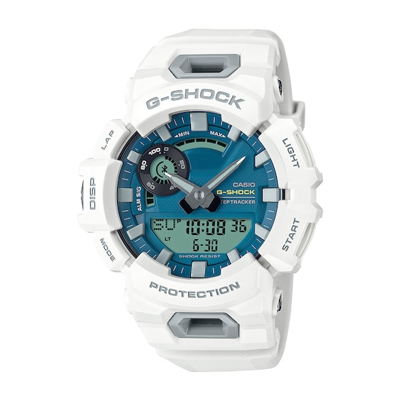 Menâs Casio G-Shock Move White Resin Step Tracker Sport Watch with Blue Dial (Model: Gba900Cb-7A)