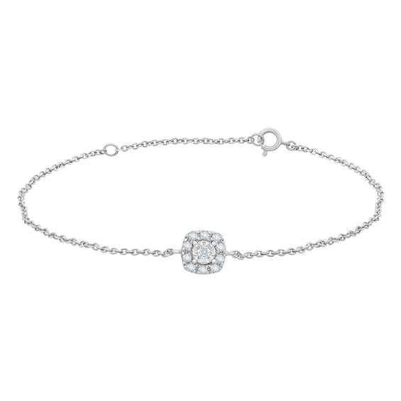 1/20 CT. T.w. Diamond Cushion-Shaped Frame Chain Bracelet in 10K White Gold - 7.5"