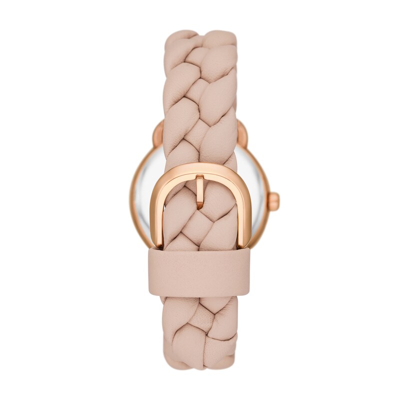Main Image 2 of Ladies' Kate Spade Lily Avenue Rose-Tone IP Braided Leather Strap Watch with Mother-of Pearl Dial (Model: KSW1821)