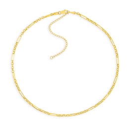 2.8mm Rolo and Paper Clip Chain Necklace in Hollow 14K Gold - 16”