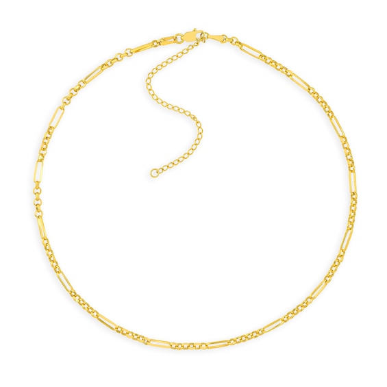 2.8mm Rolo and Paper Clip Chain Necklace in Hollow 14K Gold - 16â