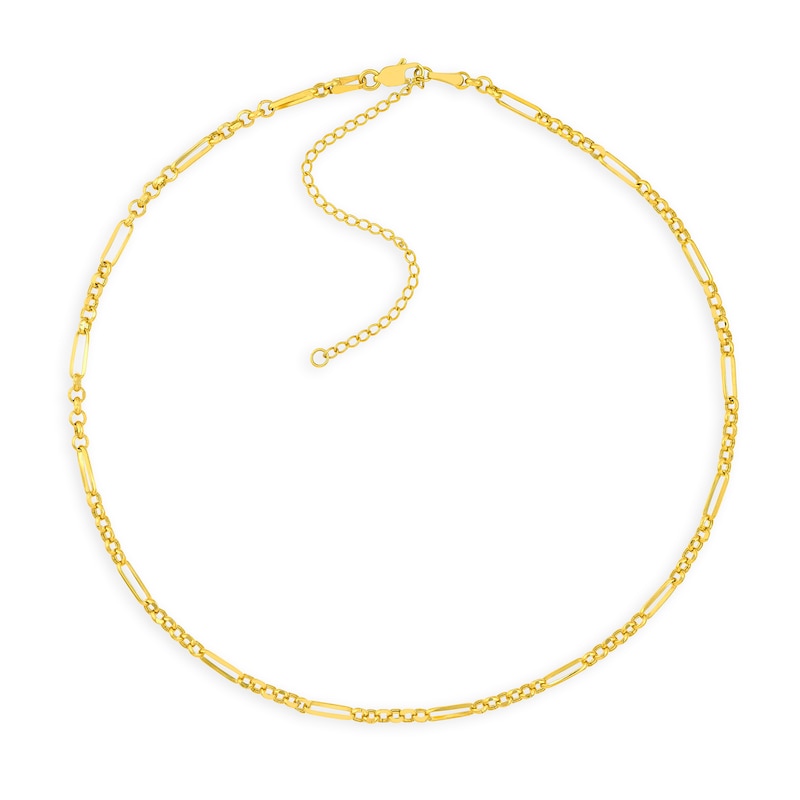 Main Image 1 of 2.8mm Rolo and Paper Clip Chain Necklace in Hollow 14K Gold - 16”