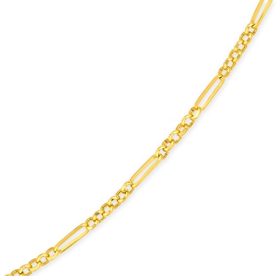 2.8mm Rolo and Paper Clip Chain Necklace in Hollow 14K Gold - 16â