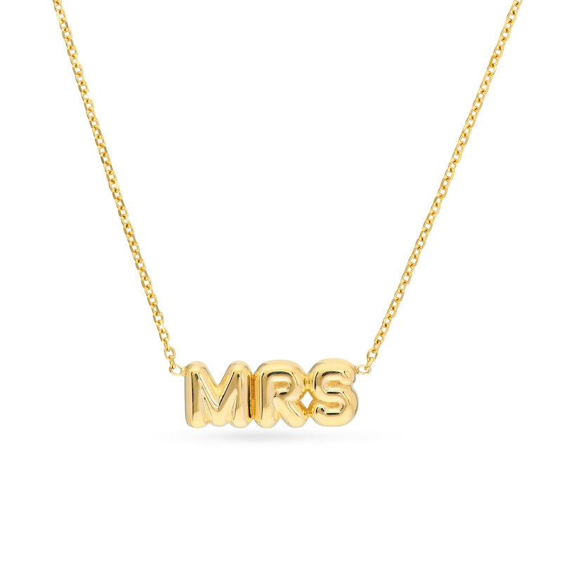 Main Image 1 of Puffed "MRS" Necklace in 14K Gold