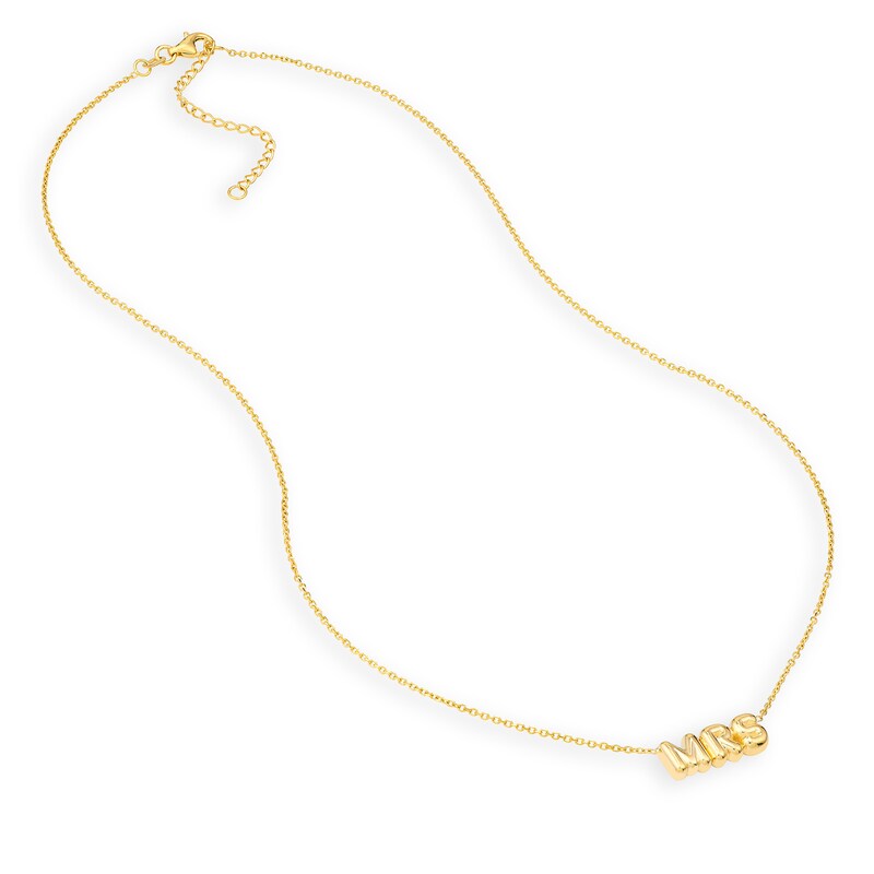 Main Image 2 of Puffed "MRS" Necklace in 14K Gold