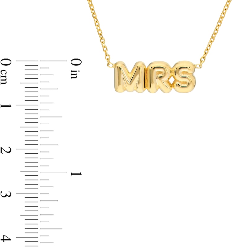 Main Image 4 of Puffed "MRS" Necklace in 14K Gold