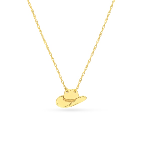 Mini Cowboy Hat Pendant in 14K Gold