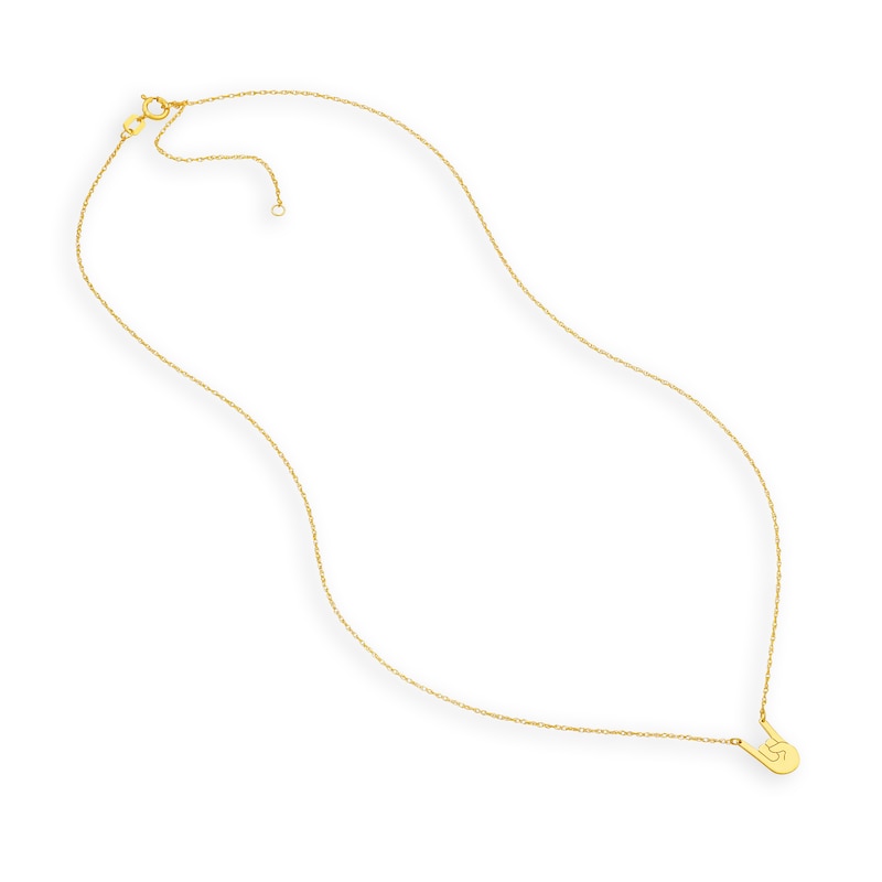 Main Image 2 of "Rock On" Hand Gesture Necklace in 14K Gold