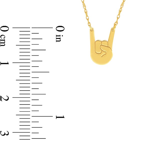 "Rock On" Hand Gesture Necklace in 14K Gold