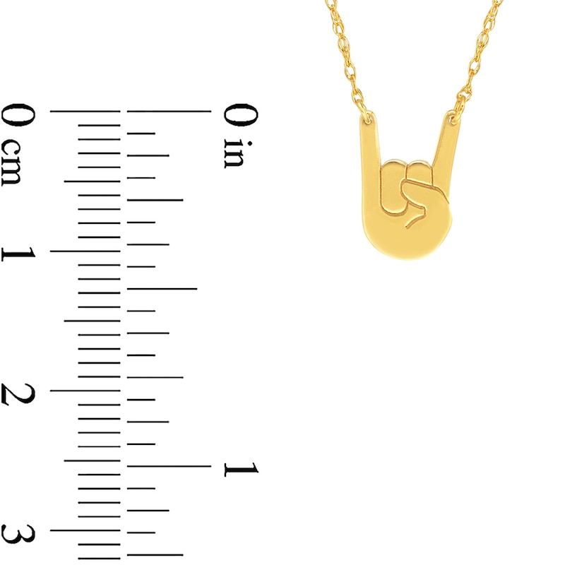 Main Image 4 of "Rock On" Hand Gesture Necklace in 14K Gold