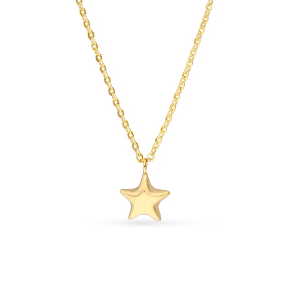 Child’s Puffed Star Pendant in 14K Gold - 15”