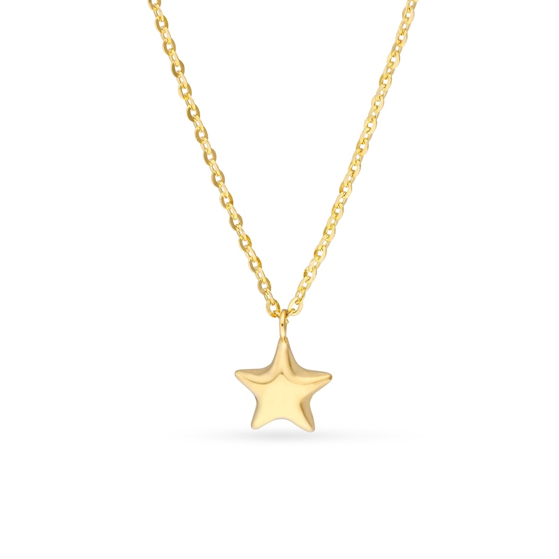 Main Image 1 of Child’s Puffed Star Pendant in 14K Gold - 15”