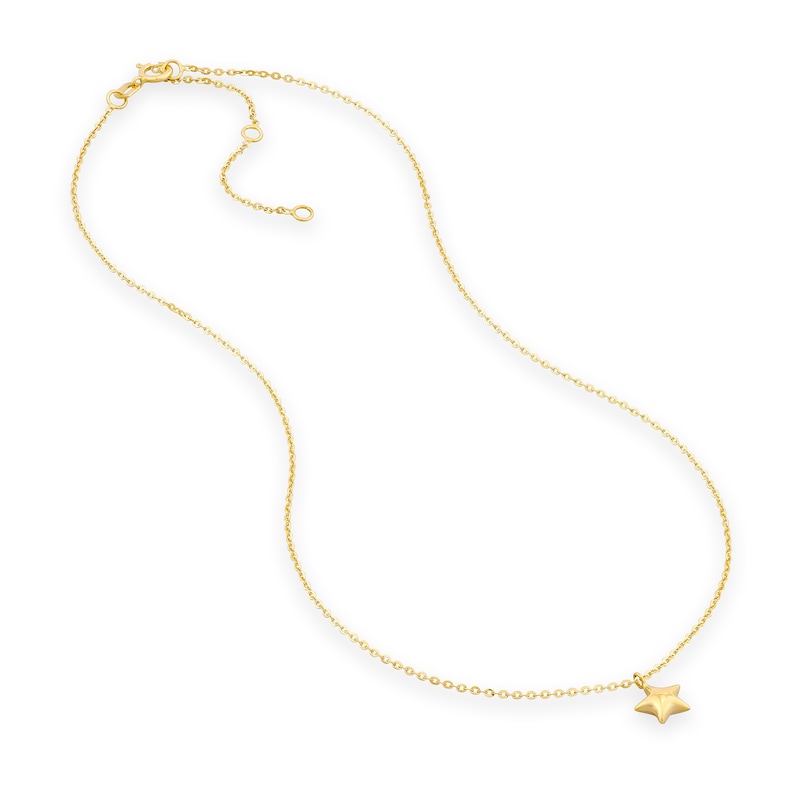 Main Image 2 of Child’s Puffed Star Pendant in 14K Gold - 15”