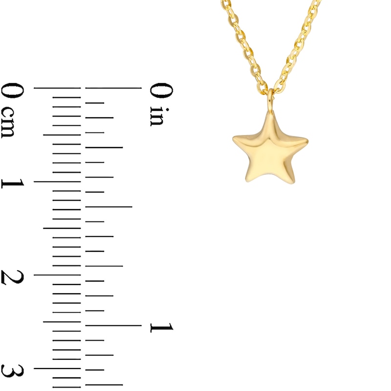 Main Image 4 of Child’s Puffed Star Pendant in 14K Gold - 15”