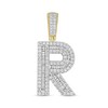 Thumbnail Image 1 of 1-1/3 CT. T.W. Baguette and Round Diamond Letter "R" Initial Necklace Charm in 10K Gold